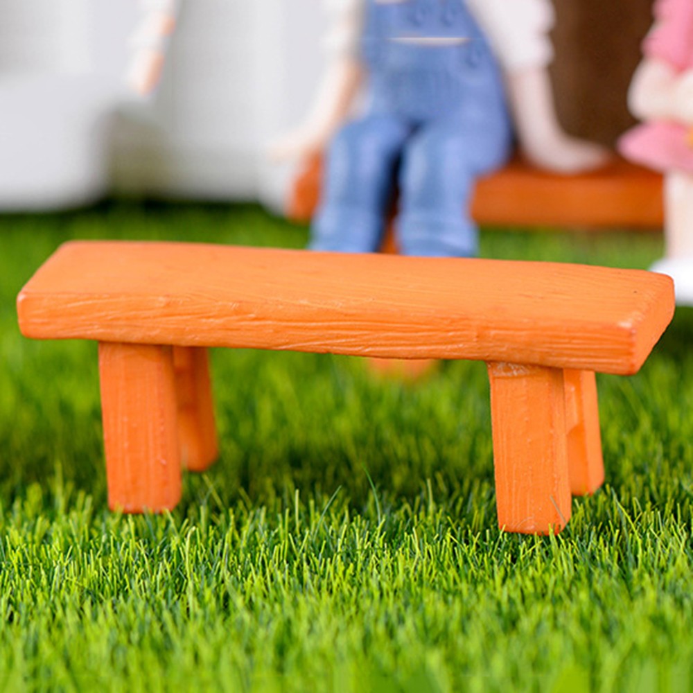 1SET Doll House Miniature Bench Stools White Chair Cute Fairy Garden Gnome Moss Terrarium Bonsai DIY Craft Home Decoration