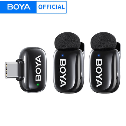 BOYA BOYA Mini Microfone de Lapela Sem Fio para iPhone 15/16 Android Celular Dispositivos USB-C para Gravação de Vídeo Transmissão ao Vivo Vlog