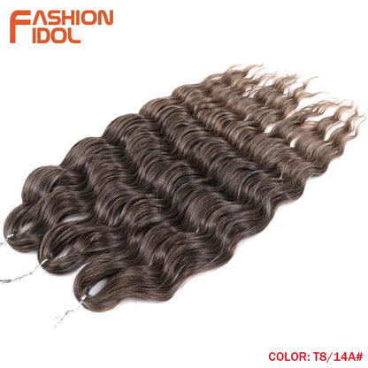 FASHION IDOL Cabelo de Crochê Torção Laranja Extensões de Cabelo Trançado de Onda Profunda Sintética Cabelo Onda de Água 24 Polegadas Fibra Resistente ao Calor