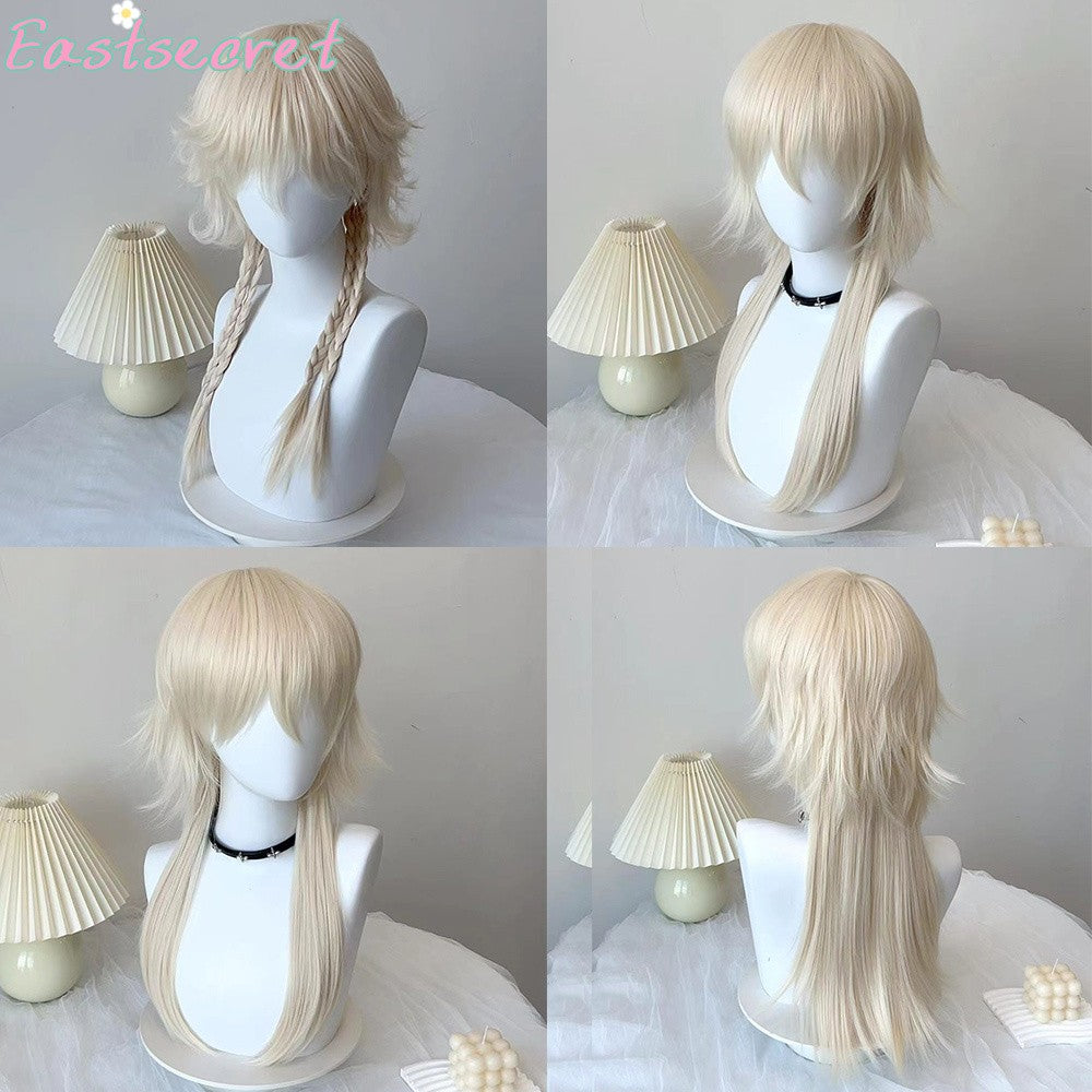 Peruca Sintética Vermelha Longa Reta EAST Mullet Cauda de Lobo em Camadas Fofa Feminina e Masculina para Festa Diária Lolita Cosplay