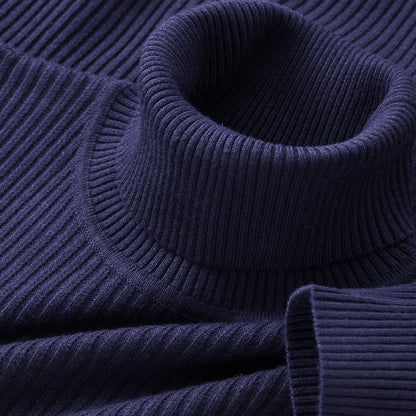 Autumn Men's Long Sleeved Turtleneck Sweater Stripes Knitted Heavyweight Sweaters Winter Outdoor Solid Color Daily Warm Coats