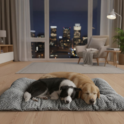 Cama para Cães com Almofada Extra Grande para Caixas de Transporte, Borda Elevada, Colchão de Poliéster Ultramacio com Travesseiro para Cães Pequenos, Médios e Grandes