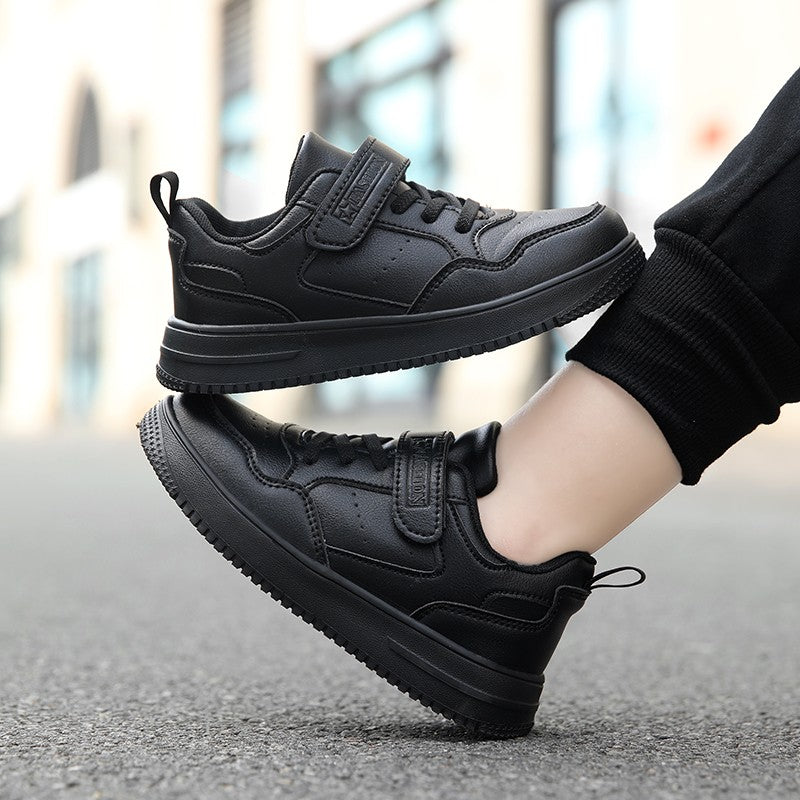 Children's Fashion Sports Shoes Black Student Kids Boys & Girls Non Slip Flat Walking Shoes Lightweight Breathable Tennis