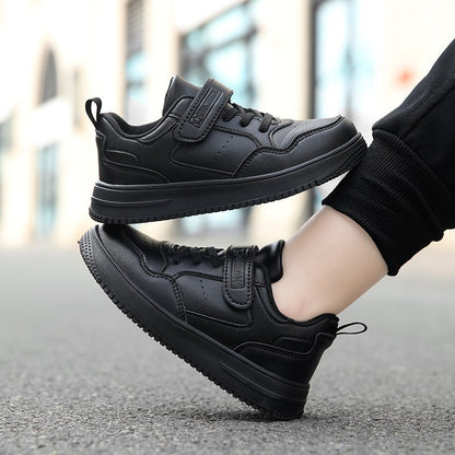 Children's Fashion Sports Shoes Black Student Kids Boys & Girls Non Slip Flat Walking Shoes Lightweight Breathable Tennis