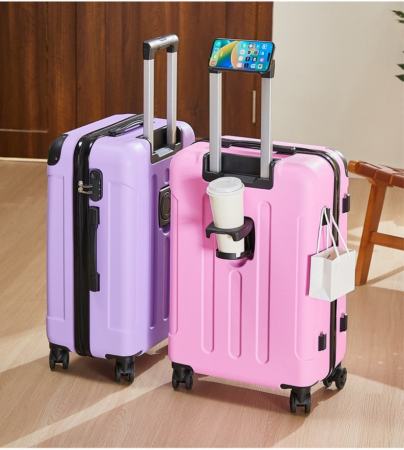 Mala de Viagem com Rodas de 20-28 Polegadas com Suporte para Copo e Celular – Companheira Essencial de Viagem para Segurança