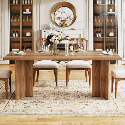 Rectangular Farmhouse Dining Table for 4-6 People, Spacious Tabletop for Kitchen and Dining Room