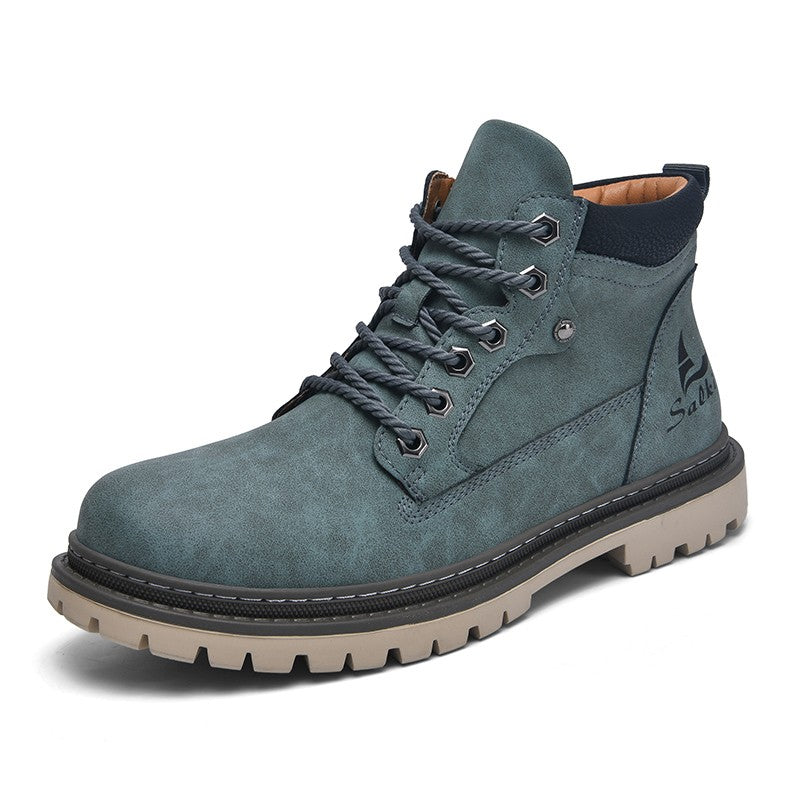 Botas Masculinas Feitas à Mão, Botas de Tornozelo de Inverno em Couro, Sapatos de Outono para Caminhada ao Ar Livre, Tênis, Botas Masculinas de Cano Alto, Calçados Antiderrapantes