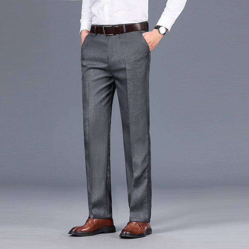 Top Quality 100% Cotton New Brand Casual Fashion Business Straight Long Dress Pants High Waist Trousers Men's Clothing