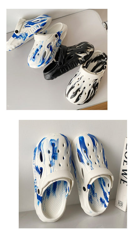 Shevalues Fashion Men Clogs Slippers Casual Hole Beach Sandals Outdoor Men Garden Shoes Summer Soft Sandals Home Bathroom Slides