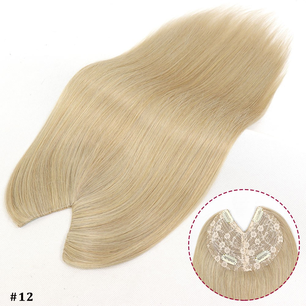 Extensões De Cabelo Humano Com Presilha Em V Para Mulheres Com Topo Invisível Castanho Loiro Destaque Para Mulheres Cabelo Liso Brasileiro Remy 16 Polegadas