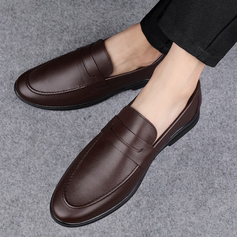 Classics Men's Brown Business Officially Shoes Leather Wedding Party Shoes for Men Quality Loafers Genuine Leather Pointed Shoes