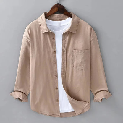 2025 Men's Linen Shirt 100% Slim Fit Comfortable Street Outdoor Beach Simple White Black Blue Plus Size XS-6XL Fast Shipping