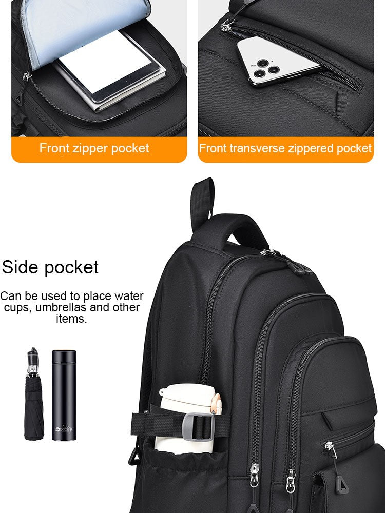 Mochila Multi-camadas Impermeável e Estilosa Oxford de Grande Capacidade Simples para Estudantes, Viajantes e Uso Diário