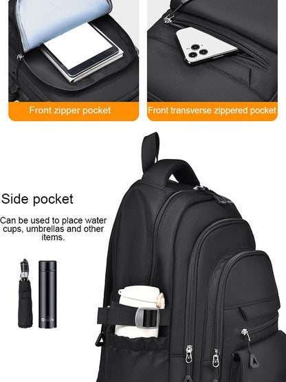 Mochila Multi-camadas Impermeável e Estilosa Oxford de Grande Capacidade Simples para Estudantes, Viajantes e Uso Diário