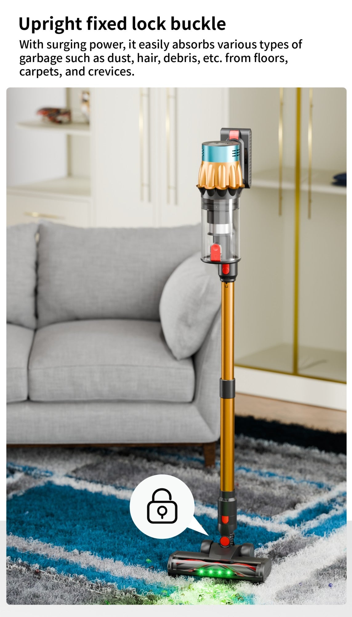 Blossom V22 45kPA Cordless Handheld Vacuum Cleaner Touch Screen Smart Dust Sensor Auto Speed Control for Home Carpet Clean