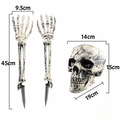 3-6pcs Bone Skeletons Yard Ground Stakes Simulated Ghost Skull Hand Props Halloween Garden Outdoor Insert Party Decoration