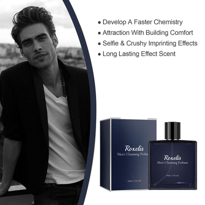 Roxelis 50ml Men Glamour Perfume Spray Colônia Leve Fresca Feromônio Casal Romântico Encontro Cavalheiros Charmo