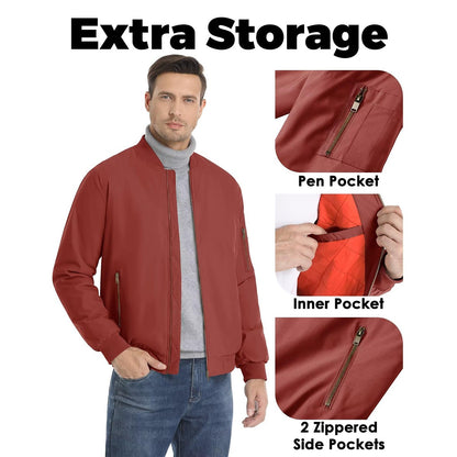 MAGCOMSEN Men's Aviator Jackets Thick Warm Orange Lining Bomber Jackets Fall Winter Casual Windproof Coats