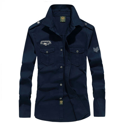 Spring Autumn Men Long Sleeve Cargo Polo Shirt Men Casual Fashion Cotton Shirt Men Tactic Military Embroidery Tops Plus Size 6XL