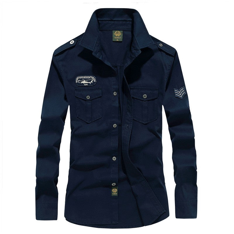 Spring Autumn Men Long Sleeve Cargo Polo Shirt Men Casual Fashion Cotton Shirt Men Tactic Military Embroidery Tops Plus Size 6XL