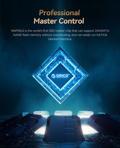 ORICO e7400 PCIe4.0 M.2 NVMe SSD PS5 7400MB/S Unidade de estado sólido interna Gen4 para computação de alto desempenho e gamers com uso intenso