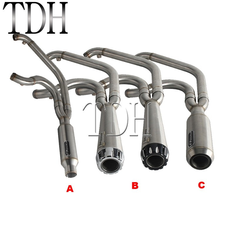 2-into-1 Exhaust Mufflers Drag Pipe Slip On Muffler System For Harley Dyna Wide Glide Super Glides Street Bob Low Rider FatBob