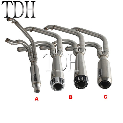2-into-1 Exhaust Mufflers Drag Pipe Slip On Muffler System For Harley Dyna Wide Glide Super Glides Street Bob Low Rider FatBob