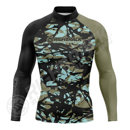 HotSale Men's Surfing Shirt Gold Coast Lycra Rashguard RIGHTTRACK Surf Sportswear Beach UV Swimwear UPF50+ Clothes