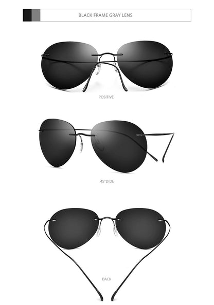 FONEX Titanium Rimless Sunglasses Men Ultralight Frameless Austria Pilot Aviador Polarized Sun Glasses for Women Shades 85695