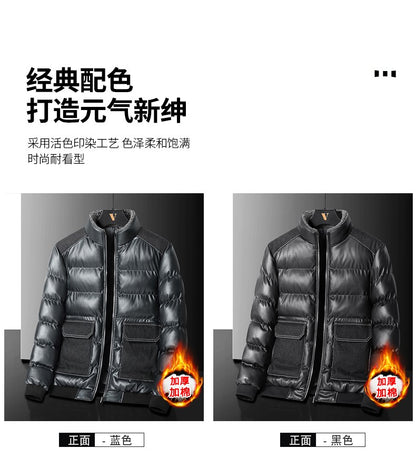 2024 Autumn/Winter New Men's Cowboy Coat Men's Youth Collar Jacket Men Single row Concealed Buckle Casual top big size