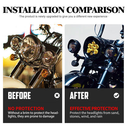 Anel de Acabamento do Farol de 7'' para Motocicleta + Capa de Luz de Neblina de 4.5'' + Anel de Acabamento do Pisca Estilo Visor para Harley Touring Road King Softail