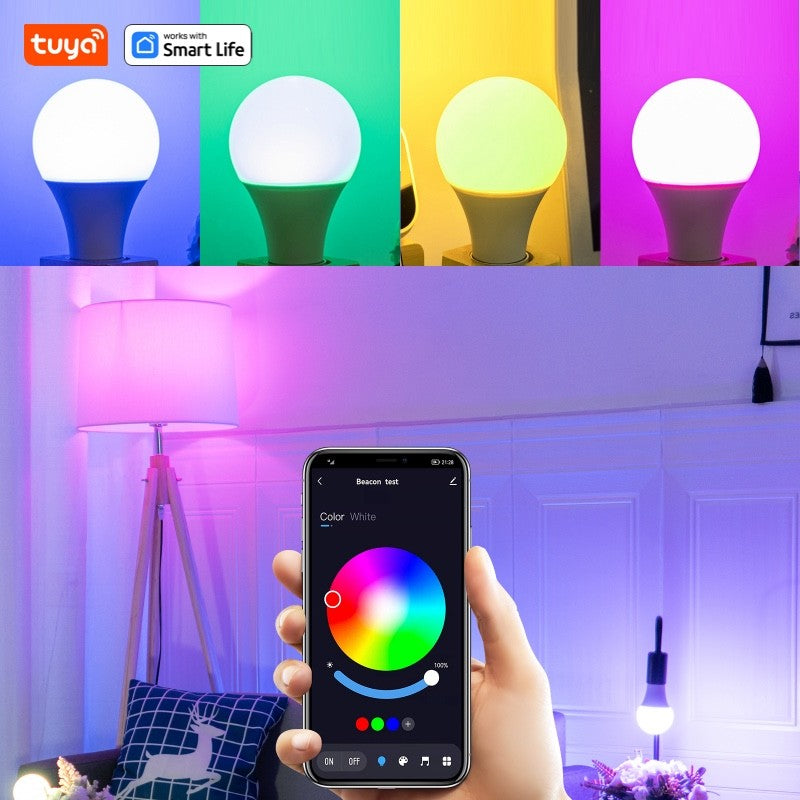 Bluetooth Remote Control LED Night Light Bulb E27 RGB 220V 15W Dimmable LED Lamp For Bedroom Decor Work With Tuya Smart Life APP