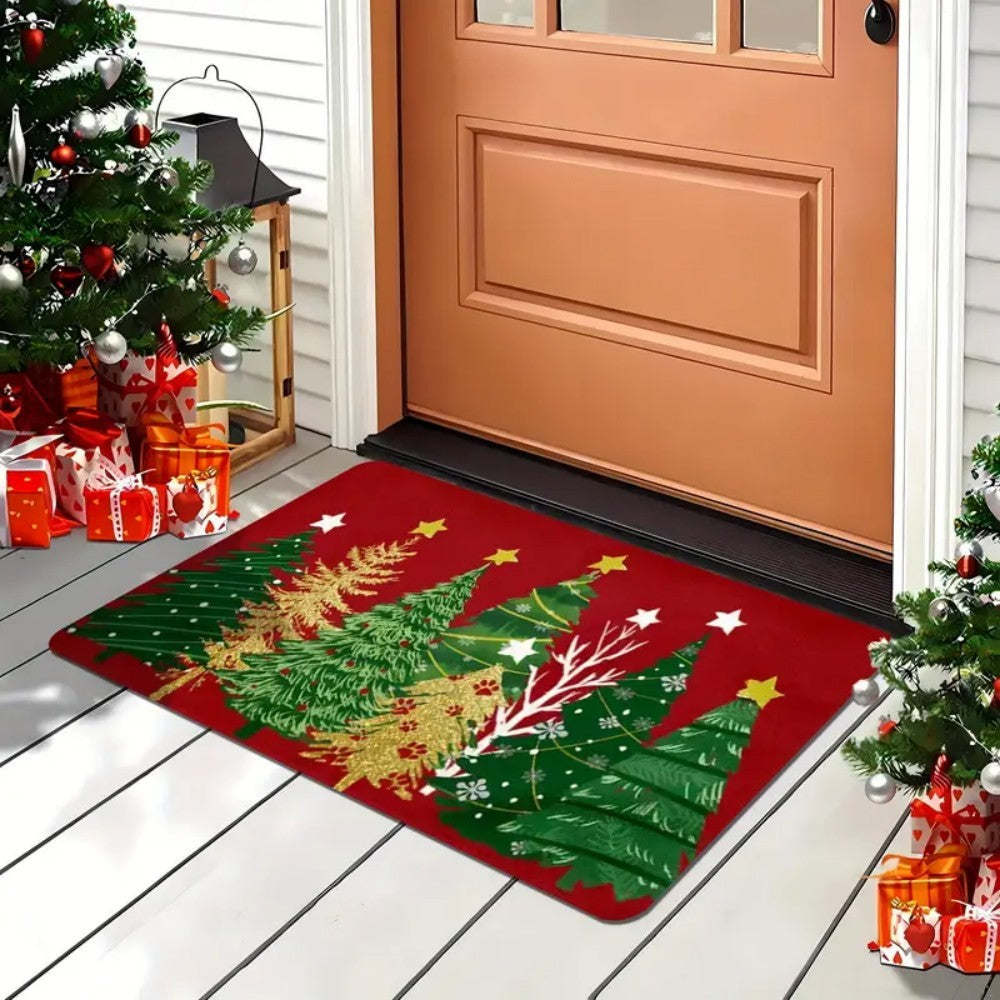 Merry Christmas Christmas Tree Enlargement Doormat Machine Washable for Living Room, Bedroom, Kitchen, Household Entry Doormat