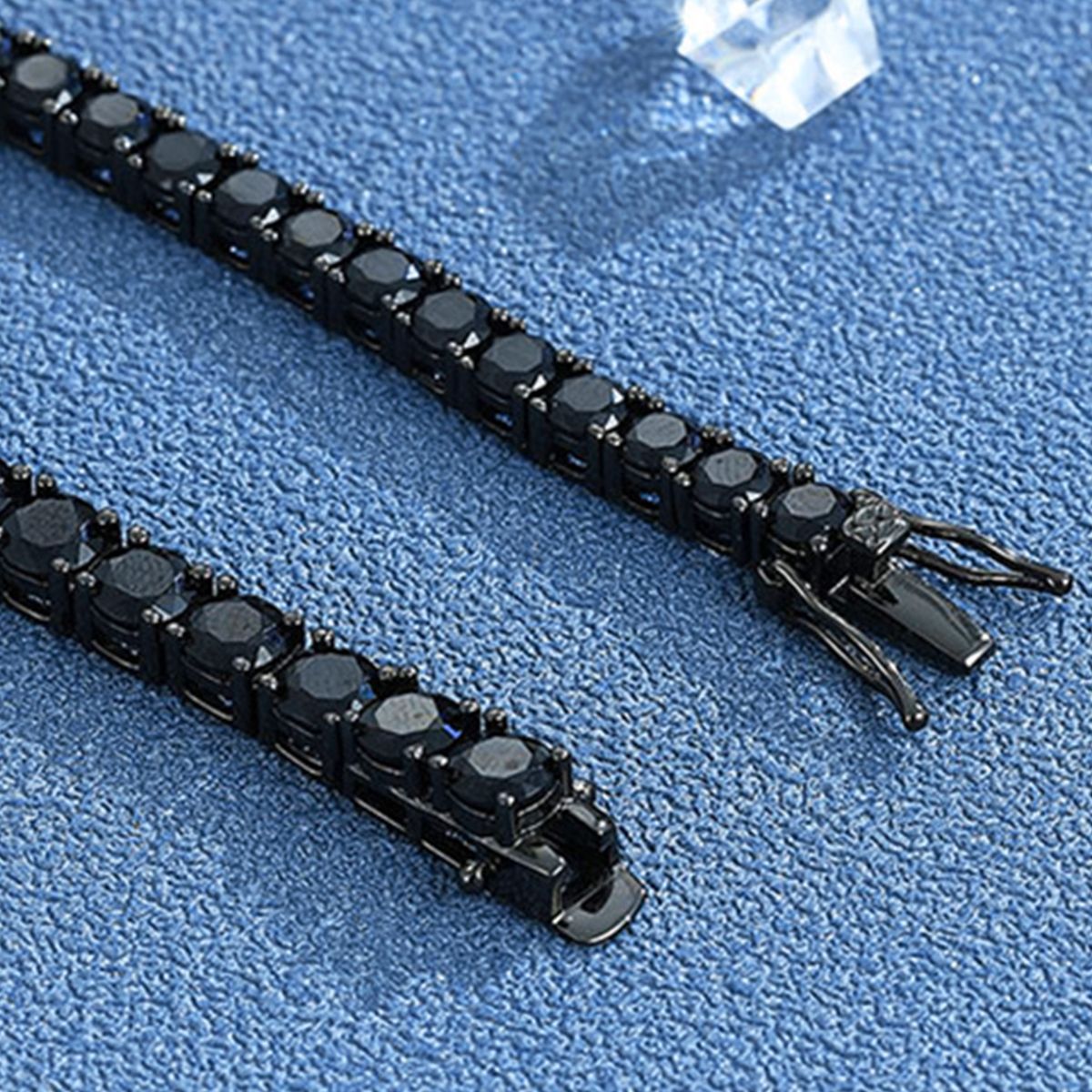 ?Pulseira Genuína de Tênis em Prata Esterlina S925 com Banho de Ródio Negro 3mm 4mm 5mm Moissanite Negra Joia Moderna Elegante para Mulheres?