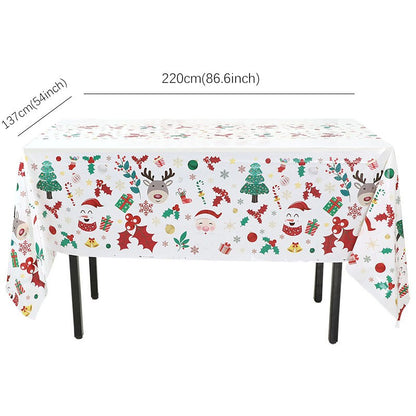 JUSTINLAU Christmas Cutlery Disposable Tableware Set Paper Plates Paper Cups Tissues Tablecloth Dining Plates Christmas Themed