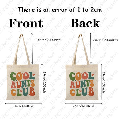 Cool Aunts Club Pattern Tote Bag Canvas Bags Shoulder Bag for Daily Retro Cool Aunts Eras Reusable Shopping Handbags