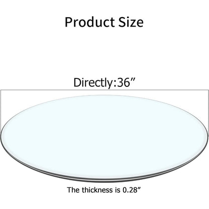 36 Inch Round Tempered Glass Table Top, 0.35 Inch Thick Clear Circular Tabletop with 6 Anti-Slip Rubber Rings, Replacement for D