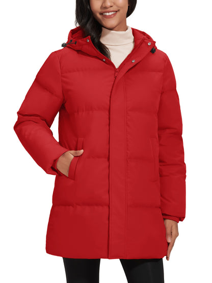 TACVASEN Winter Quilted Duck Feather Down Jackets Womens Padded Puffer Warm Hooded Long Coats Thermal Waterproof Thick Outerwear