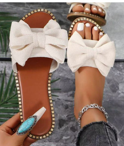 Women's Sandals Sweet Bow Summer Shoes Women Flat Sandals Inddor Outdoor Slippers Women 2025 New Sandals Summer Footwear Female
