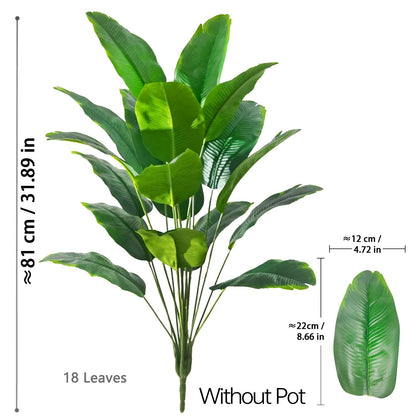67-112cm Large Artificial Plants Bird of Paradise Tree Tropical Fake Banana Leaves Plastic Palm Plants for Home Garden Decor