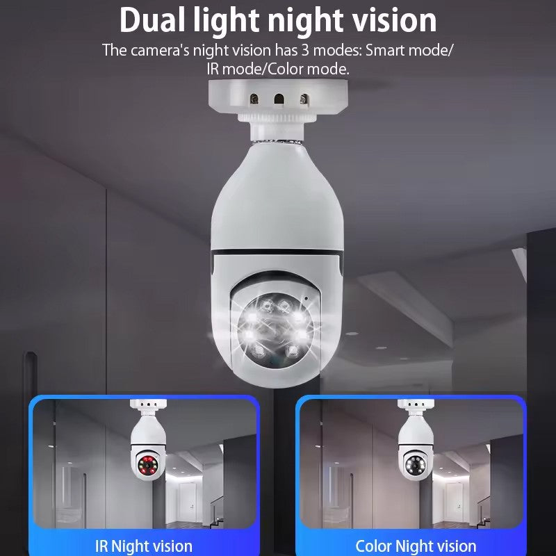 E27 Bulb Surveillance Outdoor Security Camera Automatic Night Vision Color Indoor Motion Detection Focus Zoom WiFi Camera
