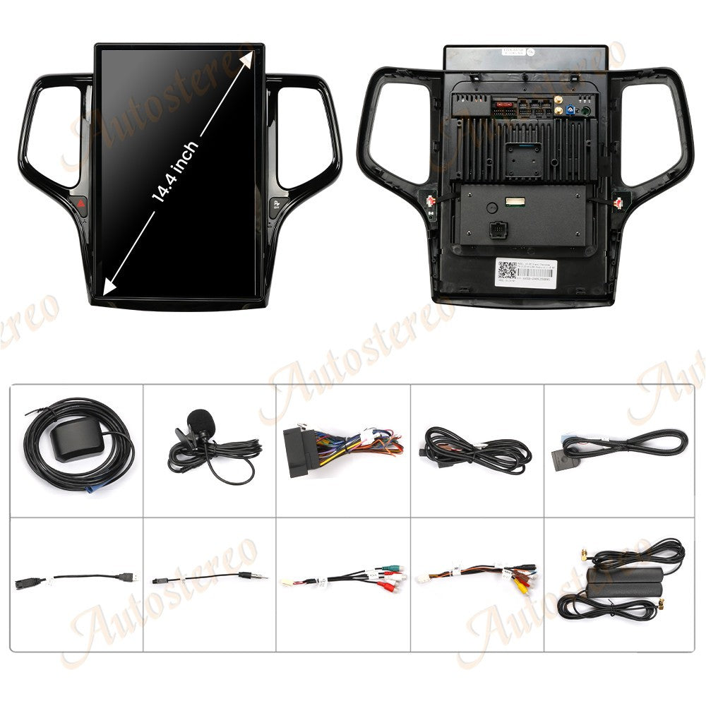 14.4 Polegadas Android 8+128GB para JEEP Grand Cherokee 2010-2021 Estilo Tesla Carro GPS Navegação Multimídia Player Rádio Toca-fitas Central