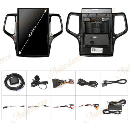 14.4 Polegadas Android 8+128GB para JEEP Grand Cherokee 2010-2021 Estilo Tesla Carro GPS Navegação Multimídia Player Rádio Toca-fitas Central