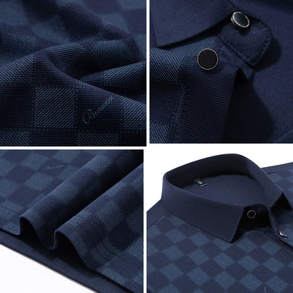 BROWON Polo Shirts for Man Autumn Business Slim Fit Long Sleeve T Shirt Men 2025 New Casual Loose Pullover Plaid Men Tops & Tees