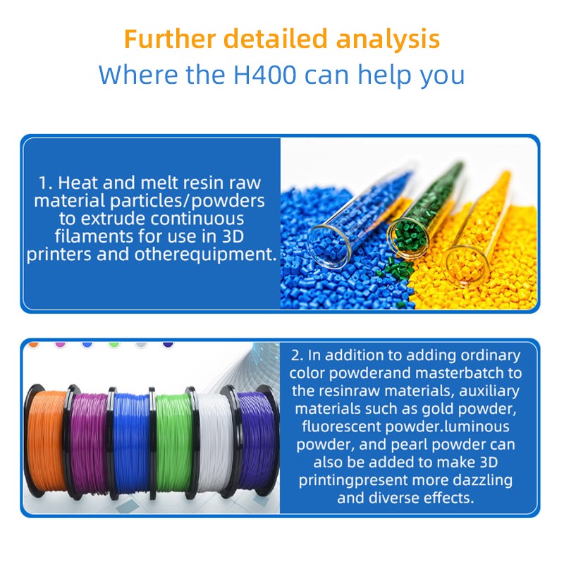 HT400 Desktop Extruder 3D Printing Filament Maker For 3D Filament Automatic Wire Diameter 1.75mm 3mm for PLA PETG PA ABS PC PP