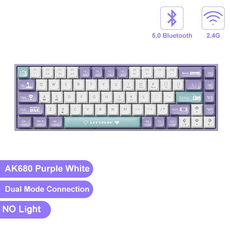 AJAZZ AK680 Teclado Mecânico para Jogos Tecla ABS 68 Teclas Teclado Bluetooth Sem Fio com Fio Troca a Quente Gasket Personalizado para Pc Laptop