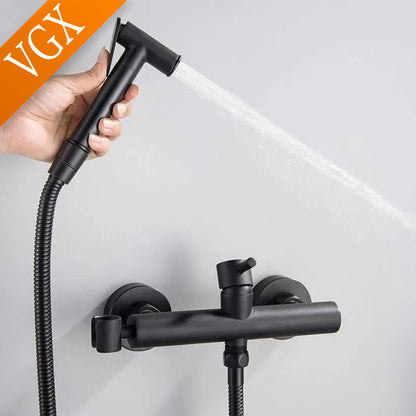 Conjunto de torneira bidê de latão VGX, ducha higiênica portátil, torneira de banheiro quente e fria, lavadora feminina, pulverizador shattaf, ducha higiênica