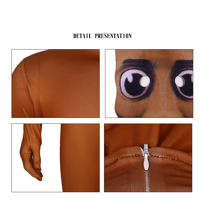 Tung Tung Tung Sahur Adult Cosplay  Cartoon Jumpsuit Bodysuit Halloween Carnival Party Costume