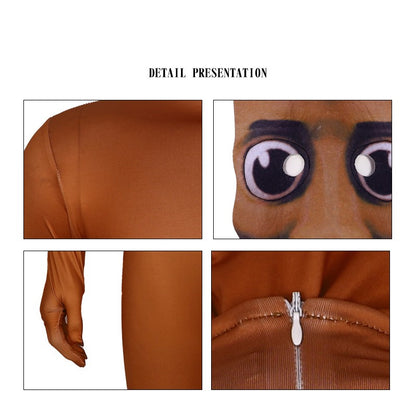 Tung Tung Tung Sahur Adult Cosplay  Cartoon Jumpsuit Bodysuit Halloween Carnival Party Costume