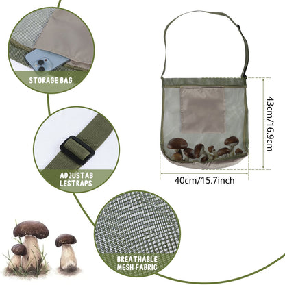 1/2Pcs Multipurpose Storage Bag Mesh Mushroom Foraging Bag With Adjustable Shoulder Strap Large Capacity Outdoor Shopping Pouch